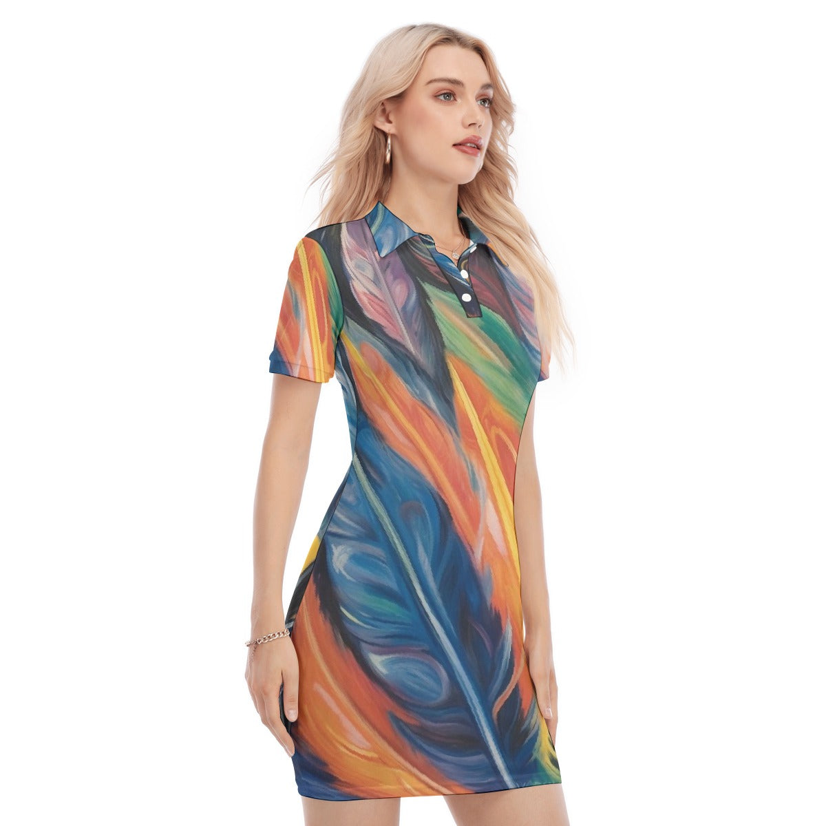 All-Over Print Women's Polo Collar Dress