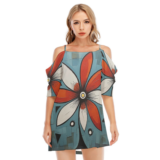 All-Over Print Women's Off-shoulder Cami Dress