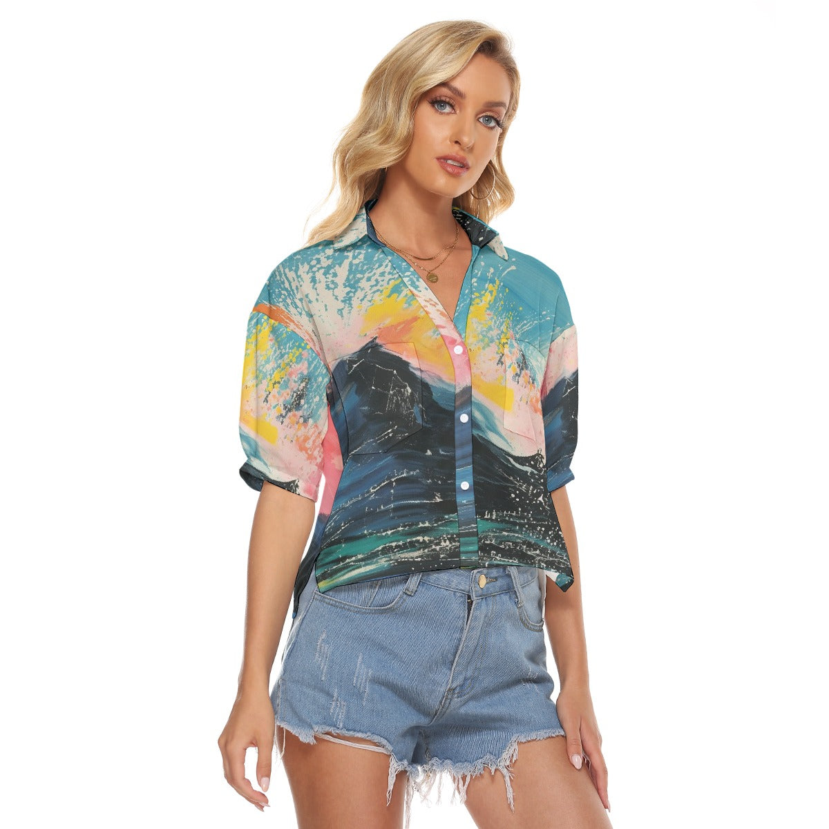 All-Over Print Women's V-neck Shirts