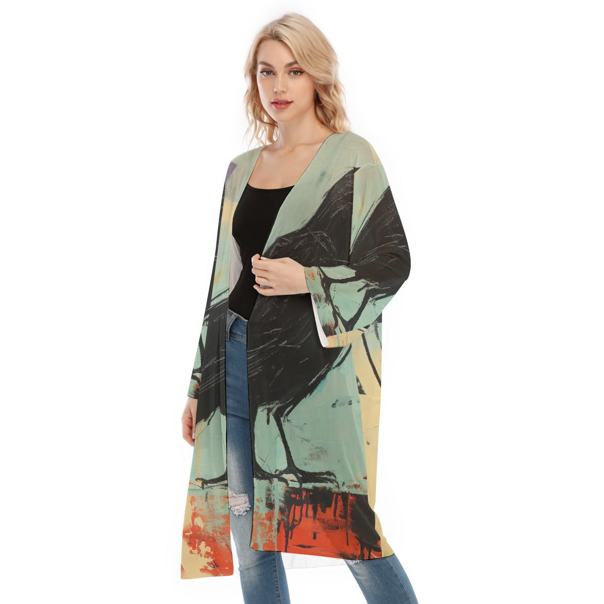 All- Over Print Women's Long Sleeve Mesh Cardigan