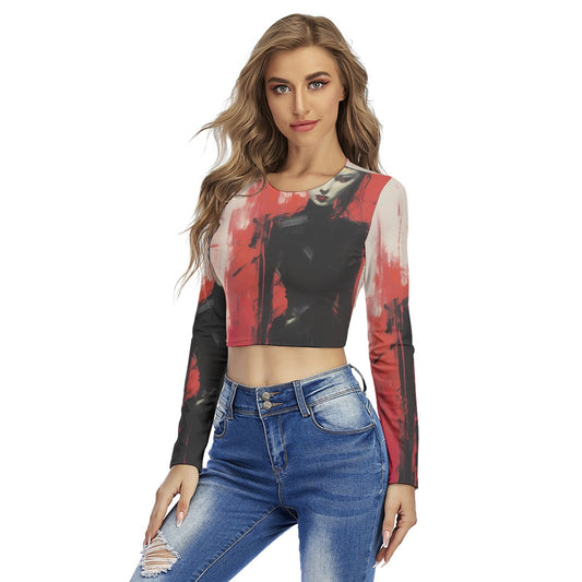 All-Over Print Women's Round Neck Crop Top T-Shirt