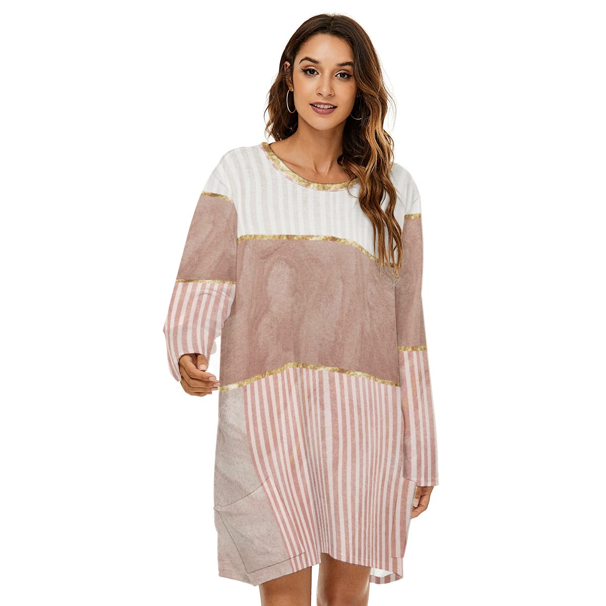 All-Over Print  Women's Loose Crew Neck Dress