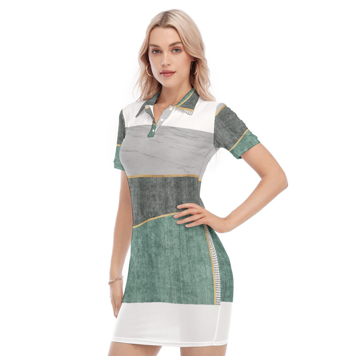 All-Over Print Women's Polo Collar Dress