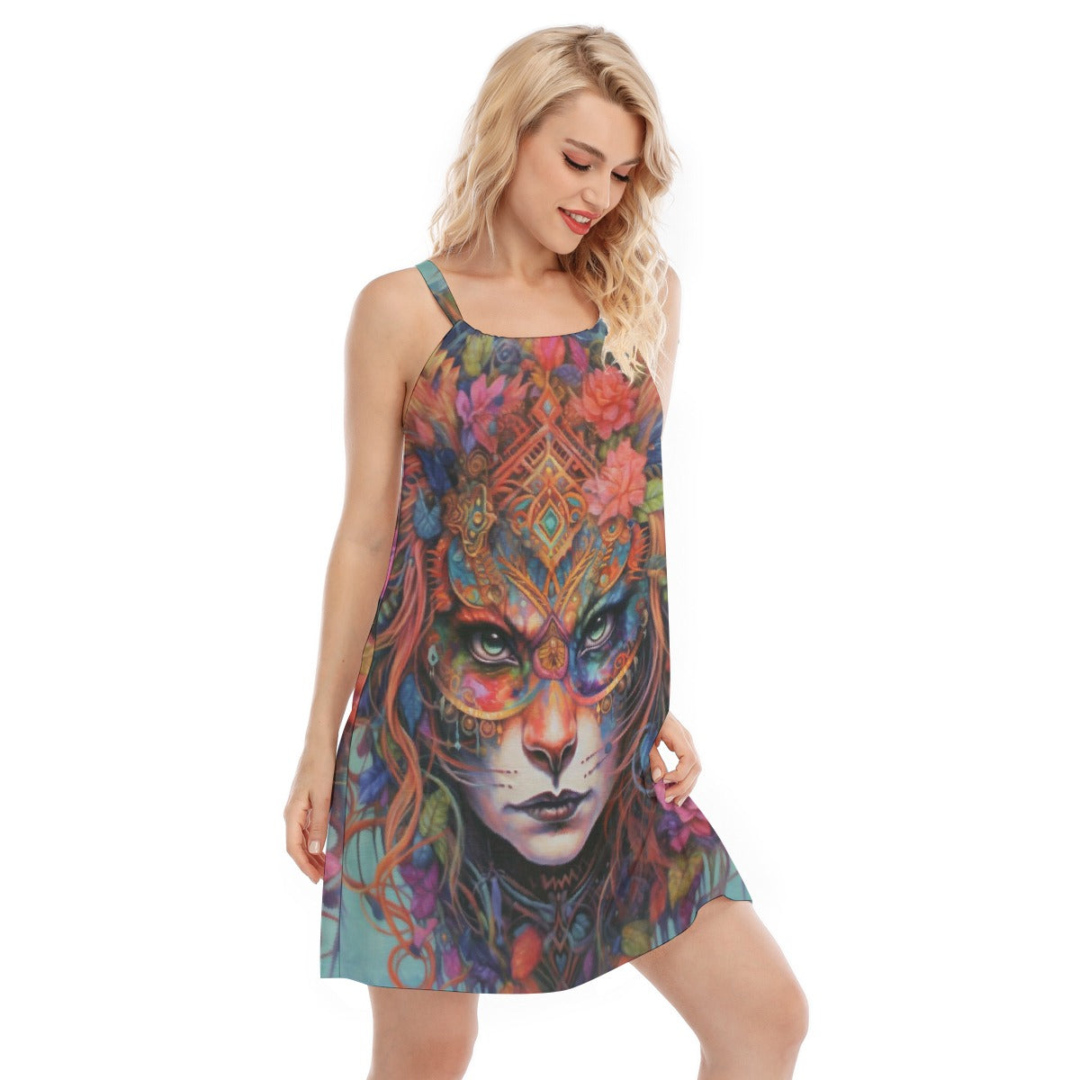 All-Over Print Women's O-neck Cami Dress