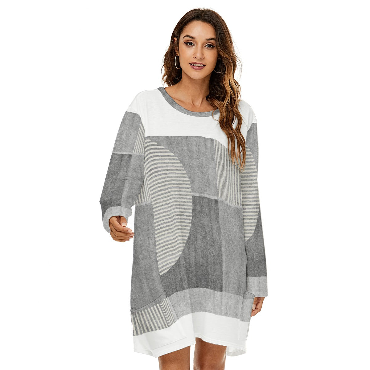 All-Over Print  Women's Loose Crew Neck Dress