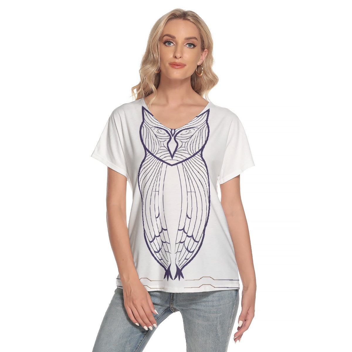 All-Over Print Women's Loose V-neck Short Sleeve T-shirt