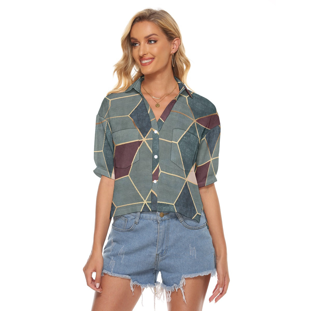 All-Over Print Women's V-neck Shirts