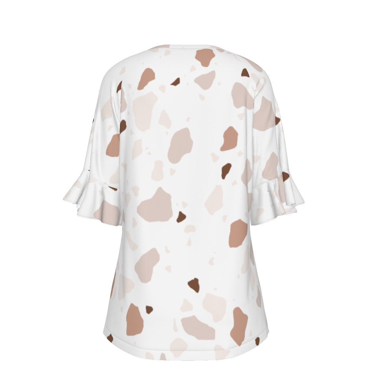 All-Over Print V-neck Women's T-shirt With Bell Sleeve