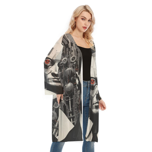 All- Over Print Women's Long Sleeve Mesh Cardigan