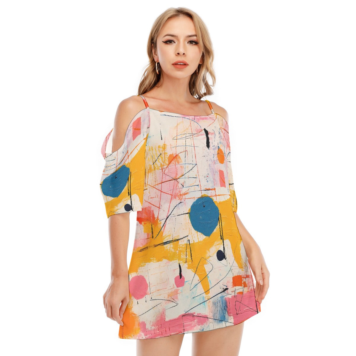 All-Over Print Women's Off-shoulder Cami Dress