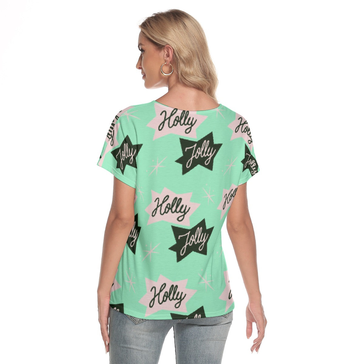 All-Over Print Women's Loose V-neck Short Sleeve T-shirt