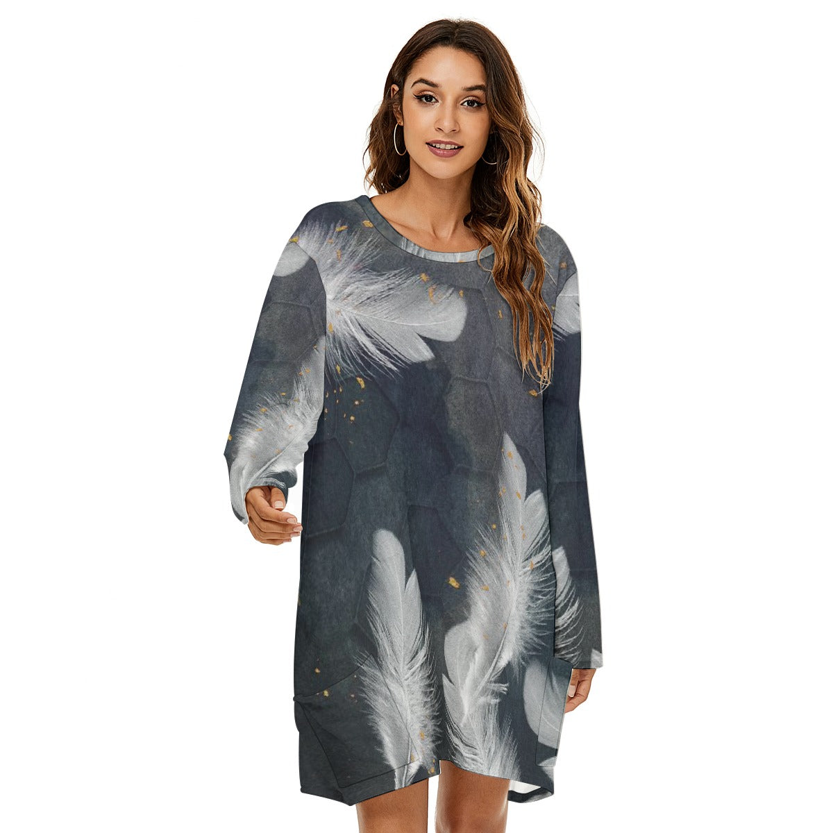 All-Over Print  Women's Loose Crew Neck Dress