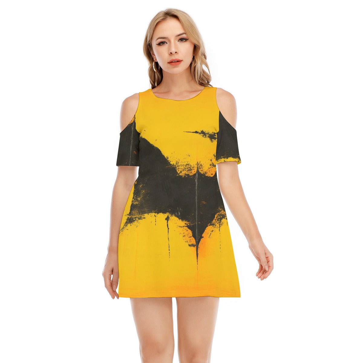 All-Over Print Women's Cold Shoulder Dress | 190GSM Cotton