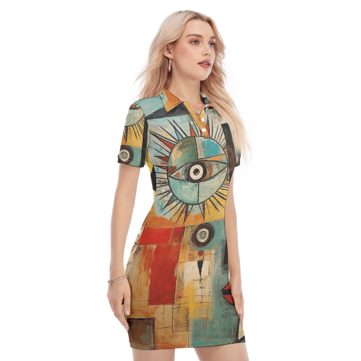 All-Over Print Women's Polo Collar Dress