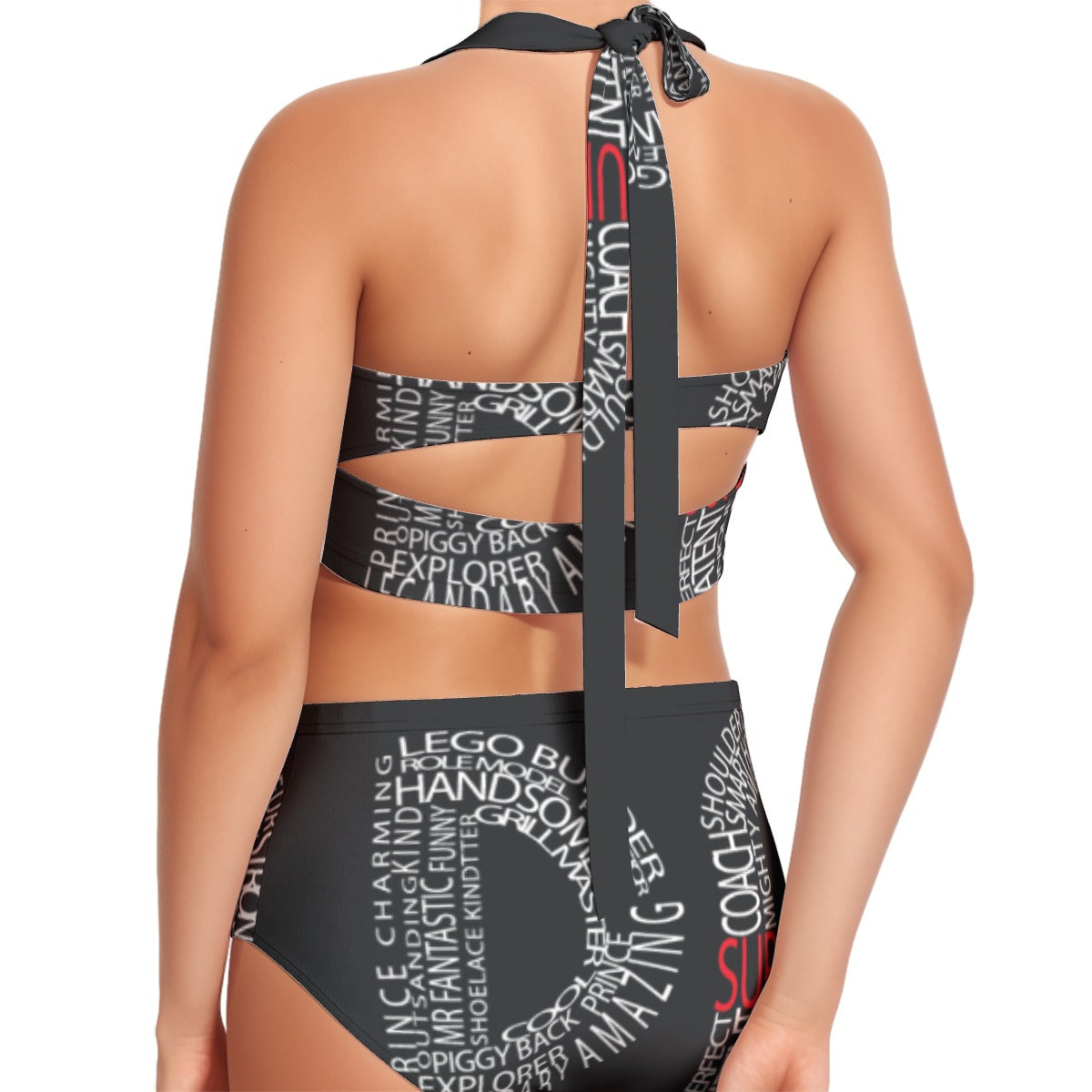 All-Over Print Women's Swimsuit Set With Halter