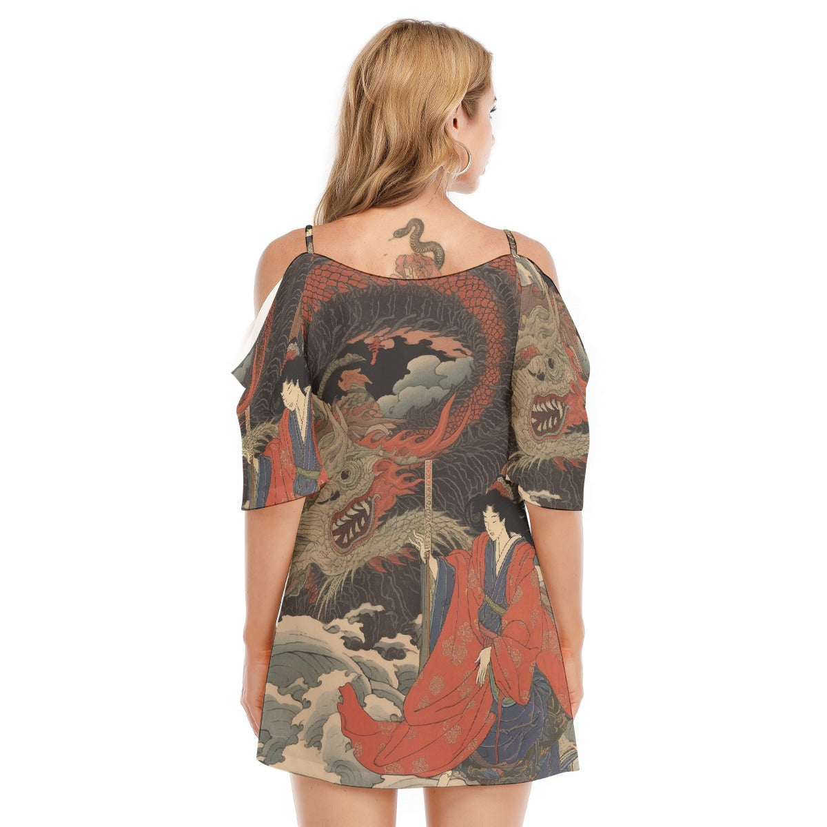 All-Over Print Women's Off-shoulder Cami Dress