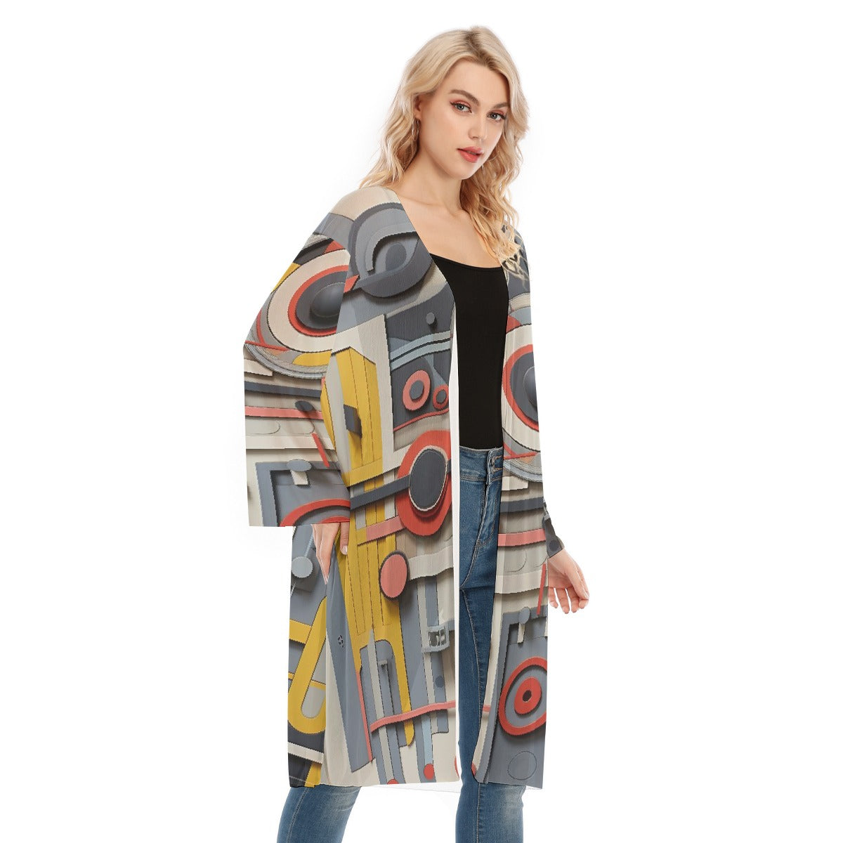 All- Over Print Women's Long Sleeve Mesh Cardigan