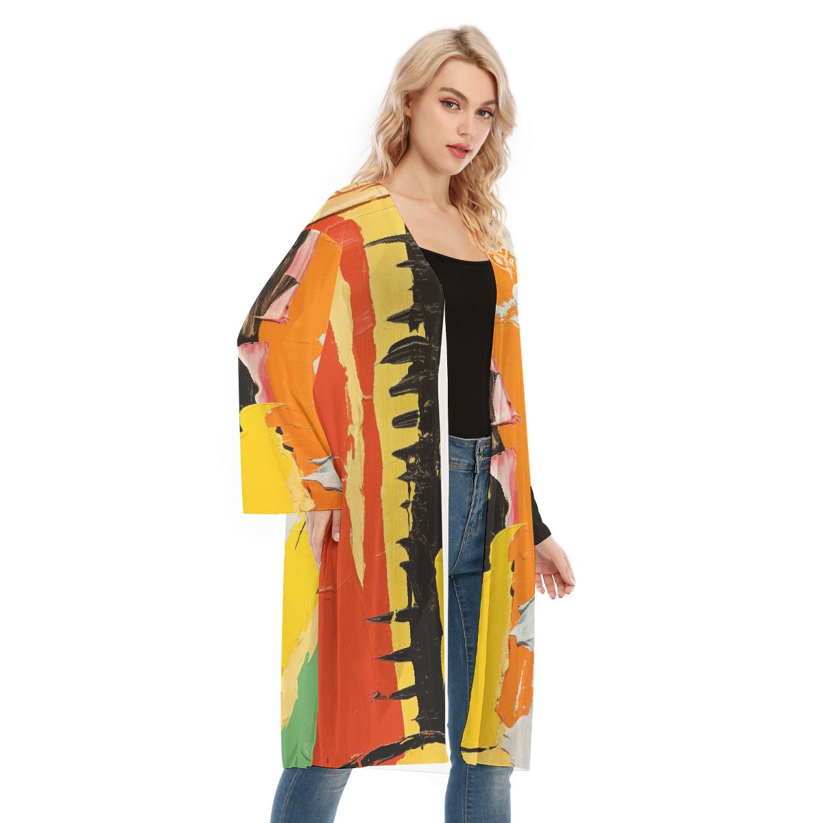 All- Over Print Women's Long Sleeve Mesh Cardigan