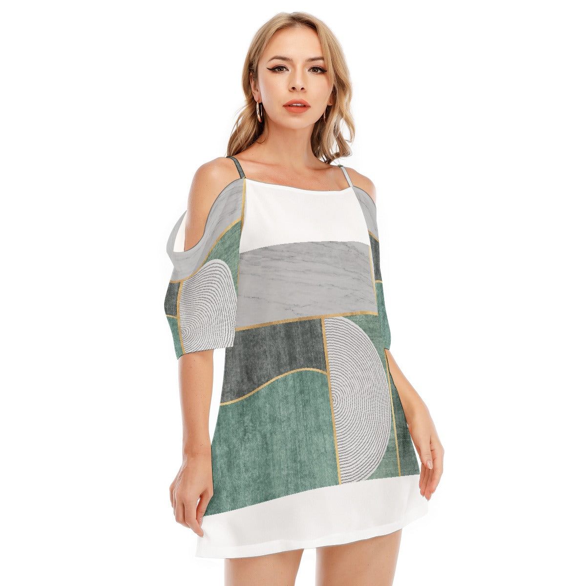 All-Over Print Women's Off-shoulder Cami Dress