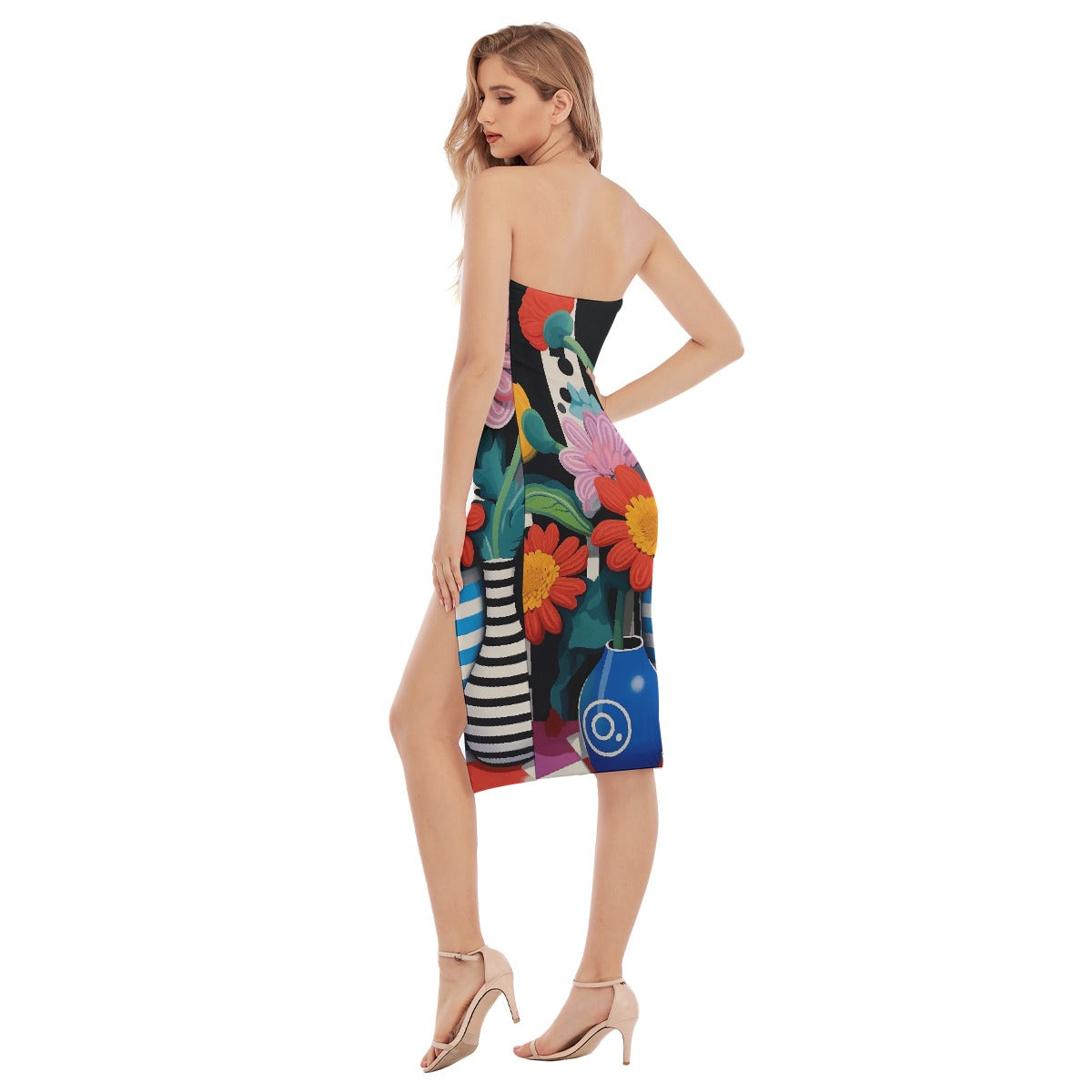 All-Over Print Women's Side Split Tube Top Dress