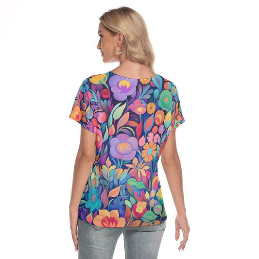 All-Over Print Women's Loose V-neck Short Sleeve T-shirt