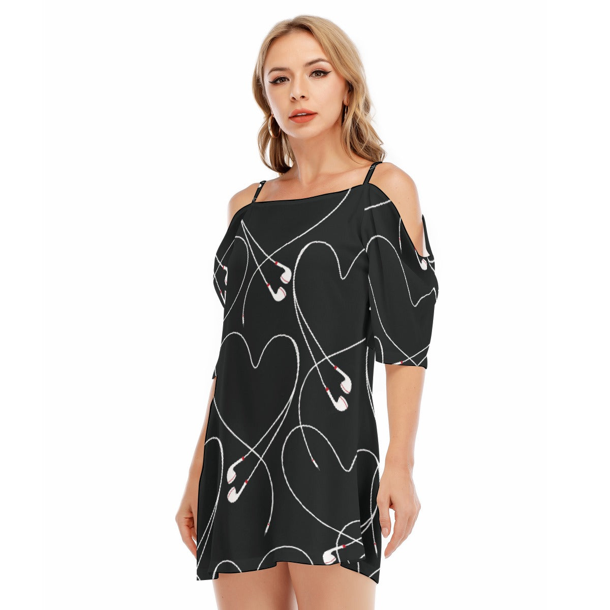 All-Over Print Women's Off-shoulder Cami Dress