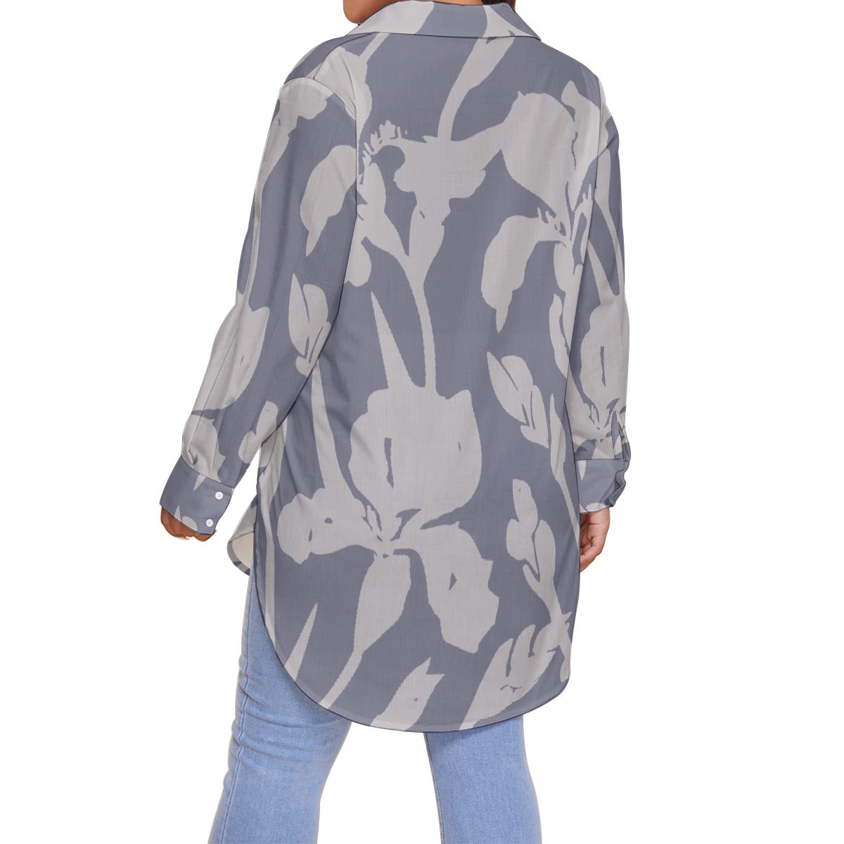 All-Over Print Women's Shirt With Long Sleeve(Plus Size)