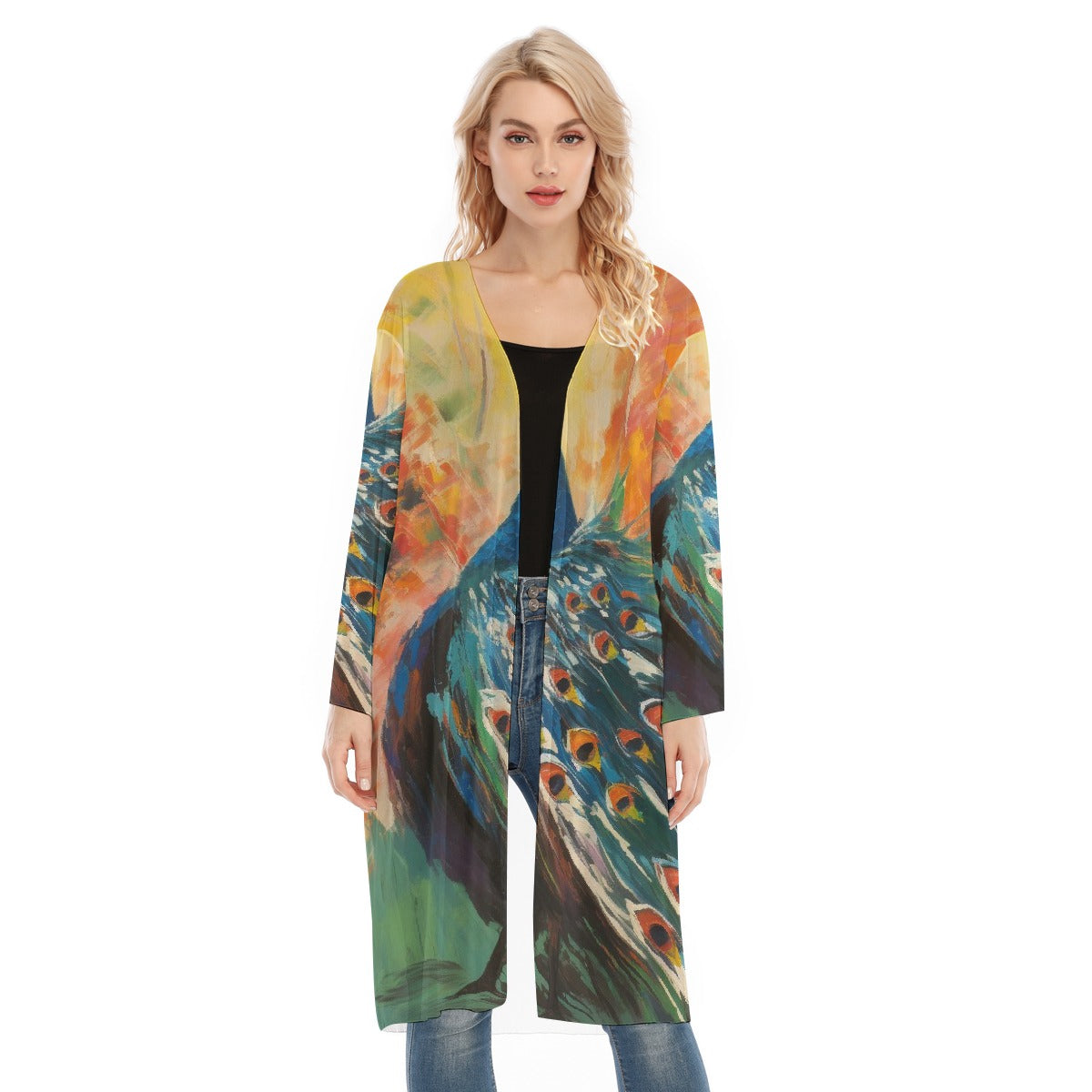 All- Over Print Women's Long Sleeve Mesh Cardigan