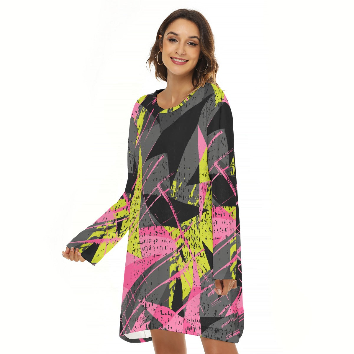 All-Over Print  Women's Loose Crew Neck Dress