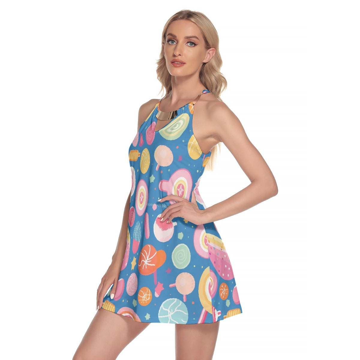 All-Over Print Women's Round Neck Above Knee Dress