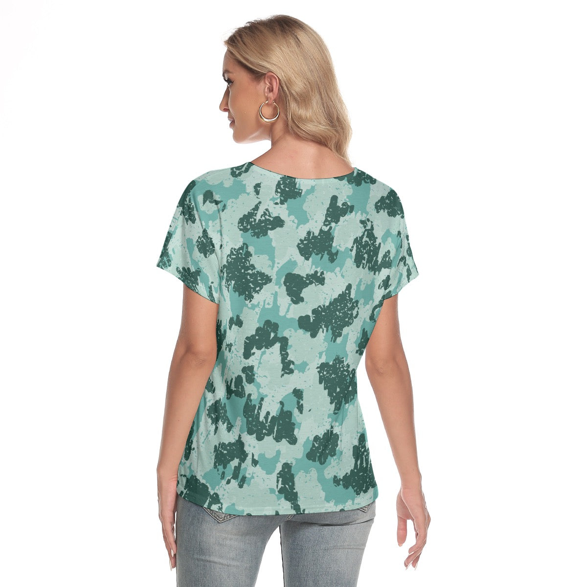 All-Over Print Women's Loose V-neck Short Sleeve T-shirt