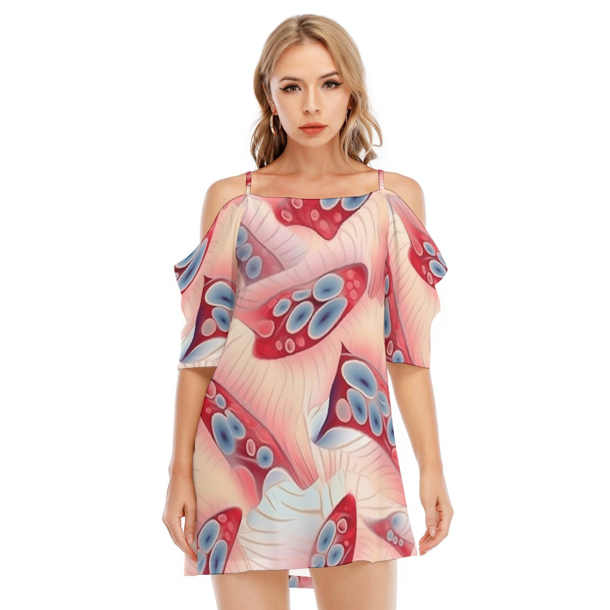 All-Over Print Women's Off-shoulder Cami Dress