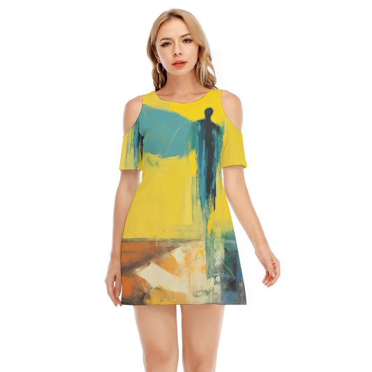 All-Over Print Women's Cold Shoulder Dress | 190GSM Cotton