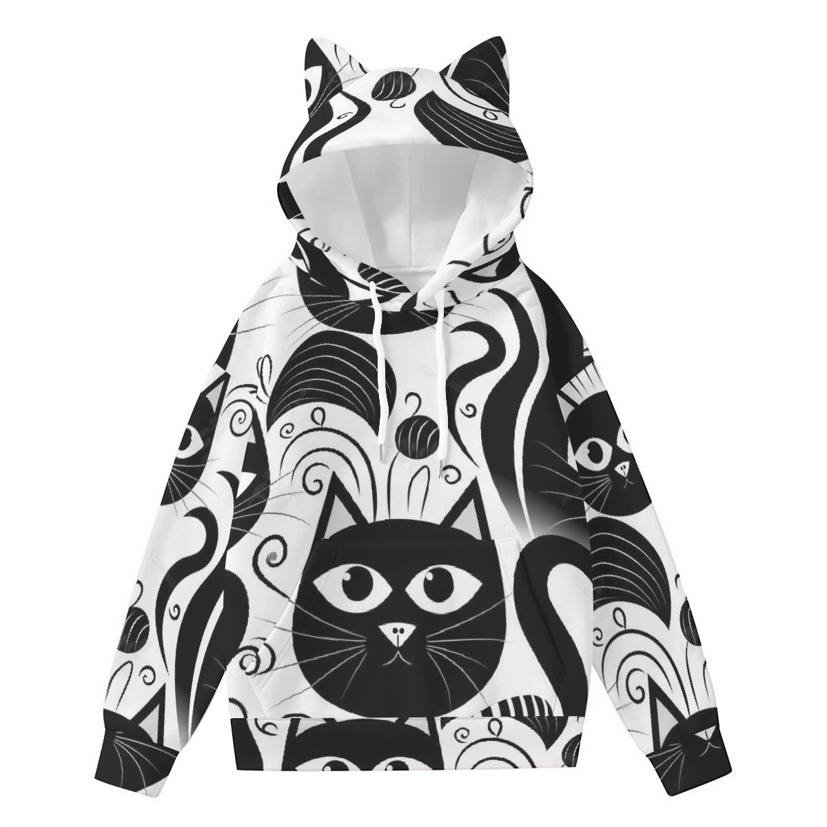 All-Over Print Women’s Hoodie With Decorative Ears