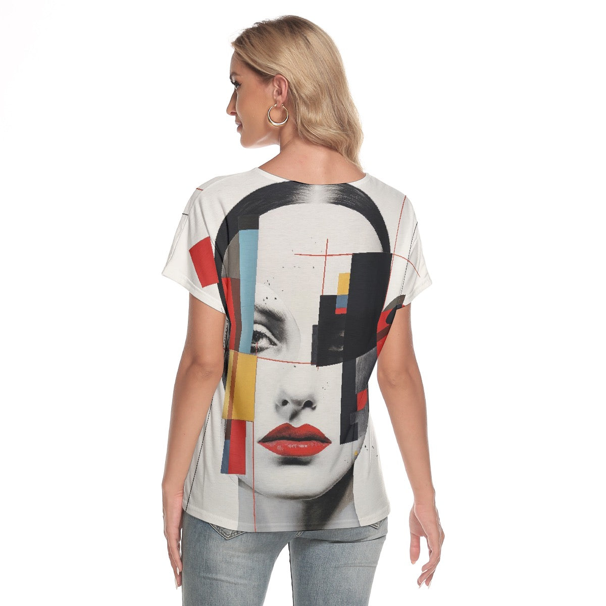 All-Over Print Women's Loose V-neck Short Sleeve T-shirt