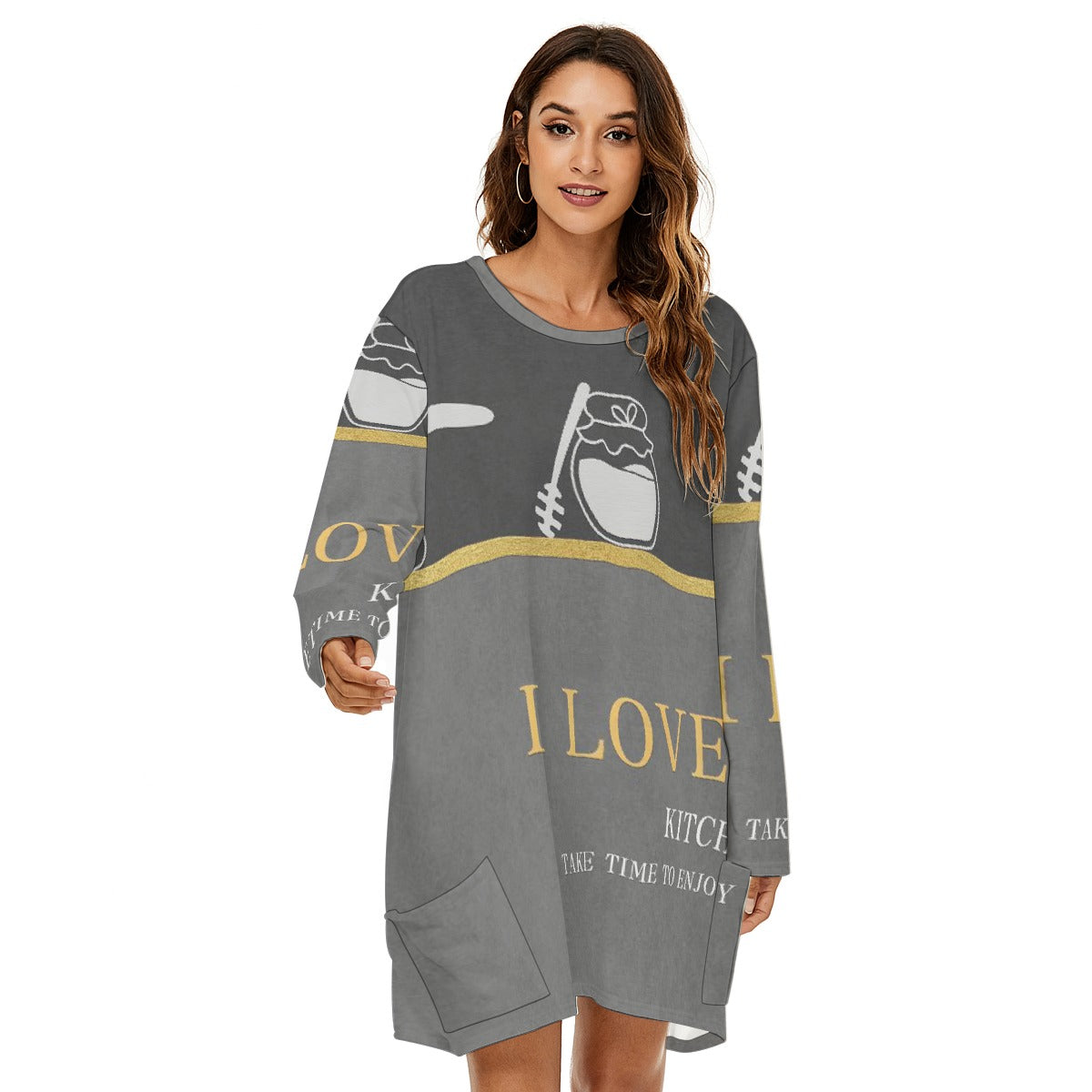 All-Over Print  Women's Loose Crew Neck Dress