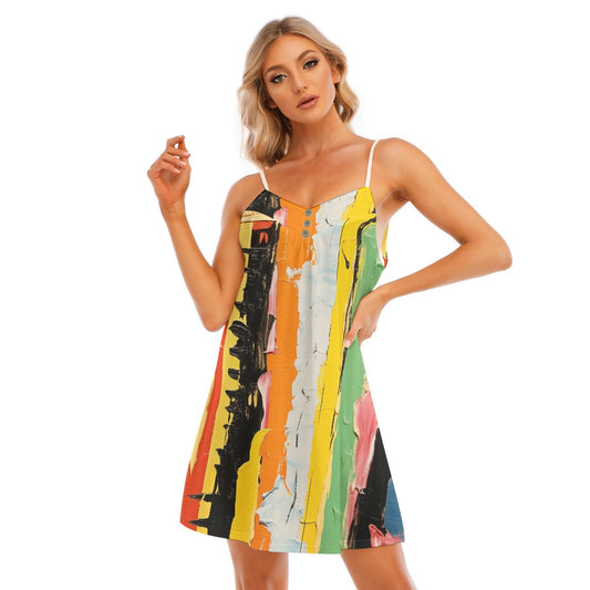 All-Over Print Women's V-neck Cami Dress