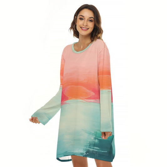 All-Over Print  Women's Loose Crew Neck Dress