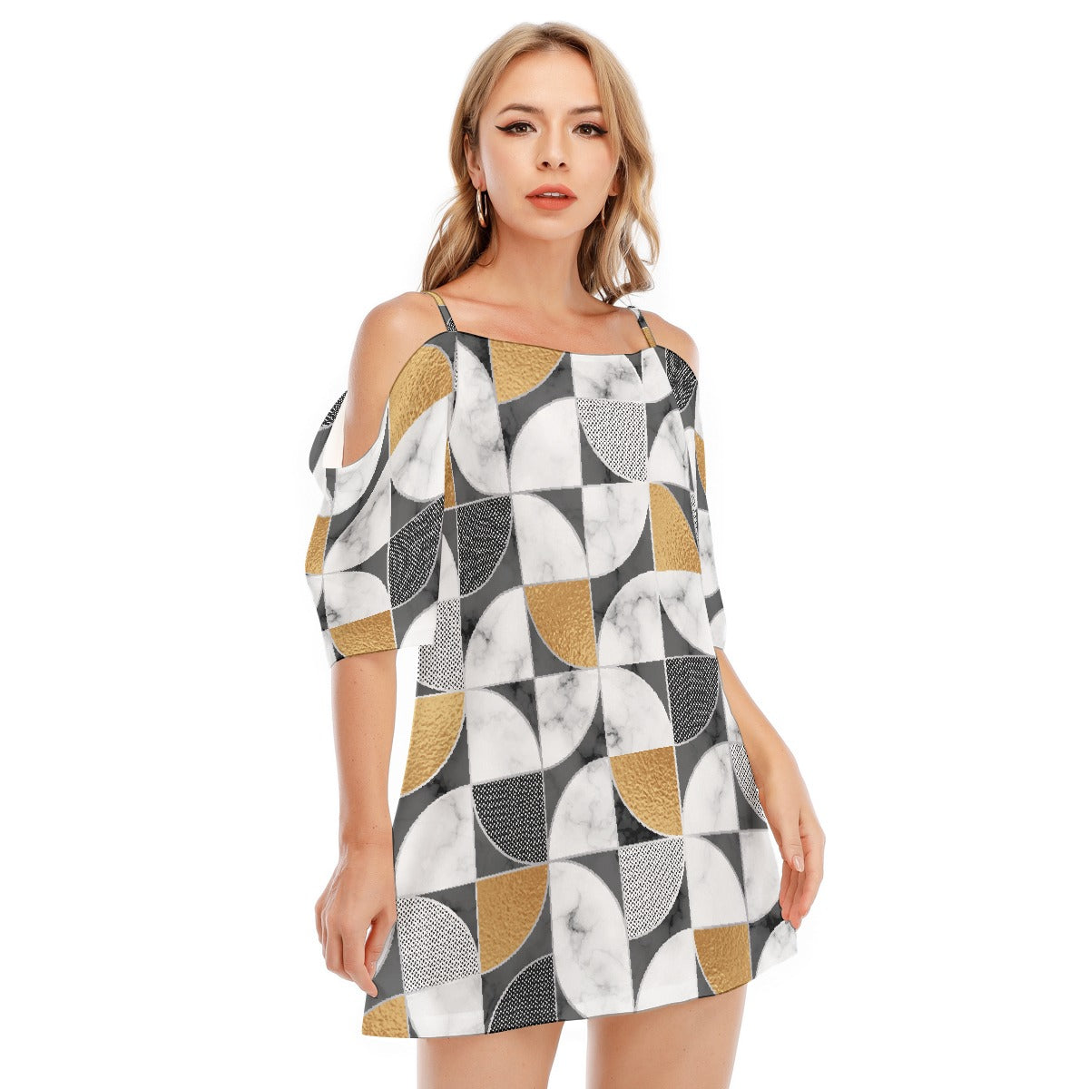 All-Over Print Women's Off-shoulder Cami Dress