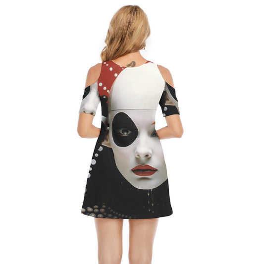 All-Over Print Women's Cold Shoulder Dress | 190GSM Cotton