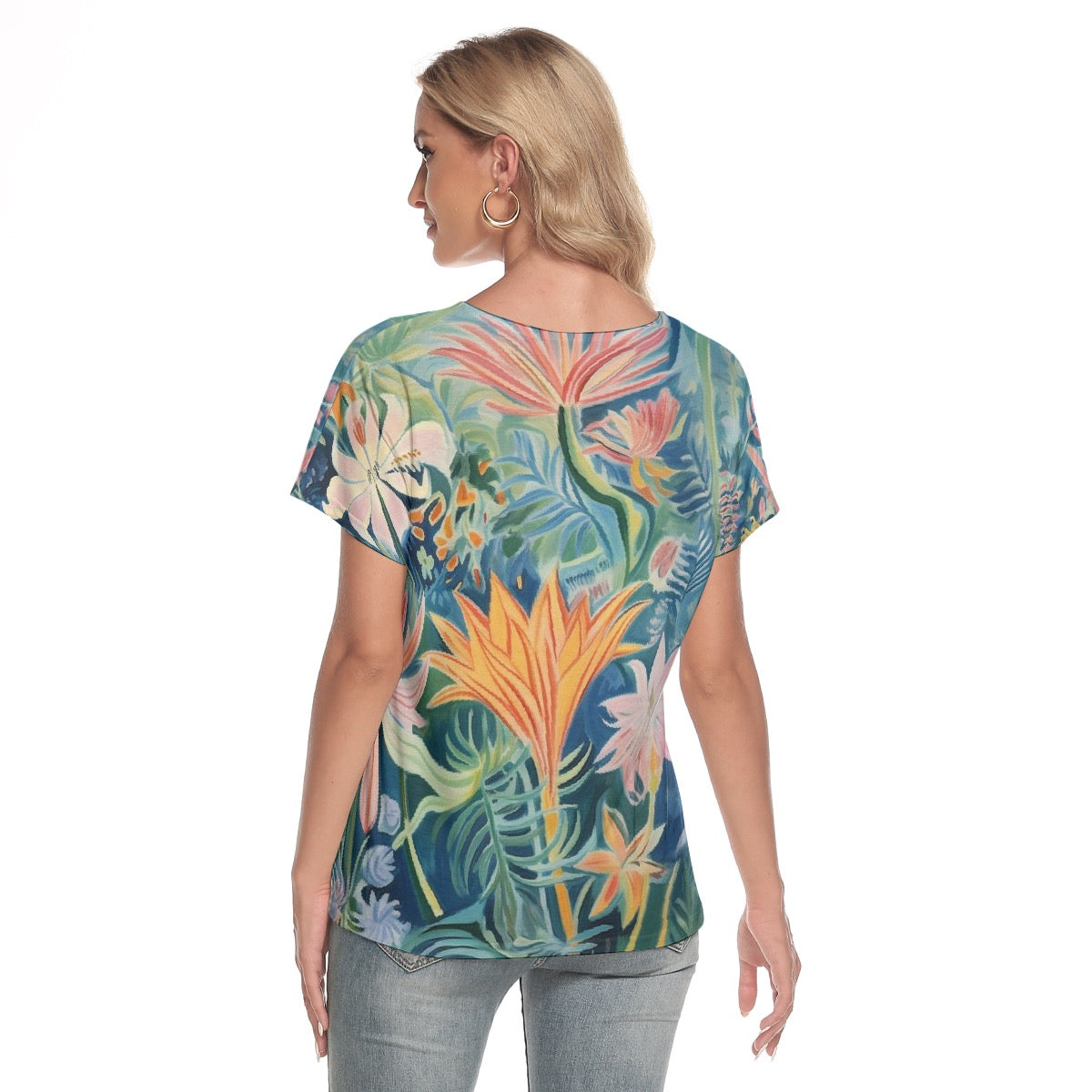 All-Over Print Women's Loose V-neck Short Sleeve T-shirt