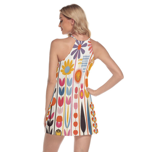 All-Over Print Women's Round Neck Above Knee Dress