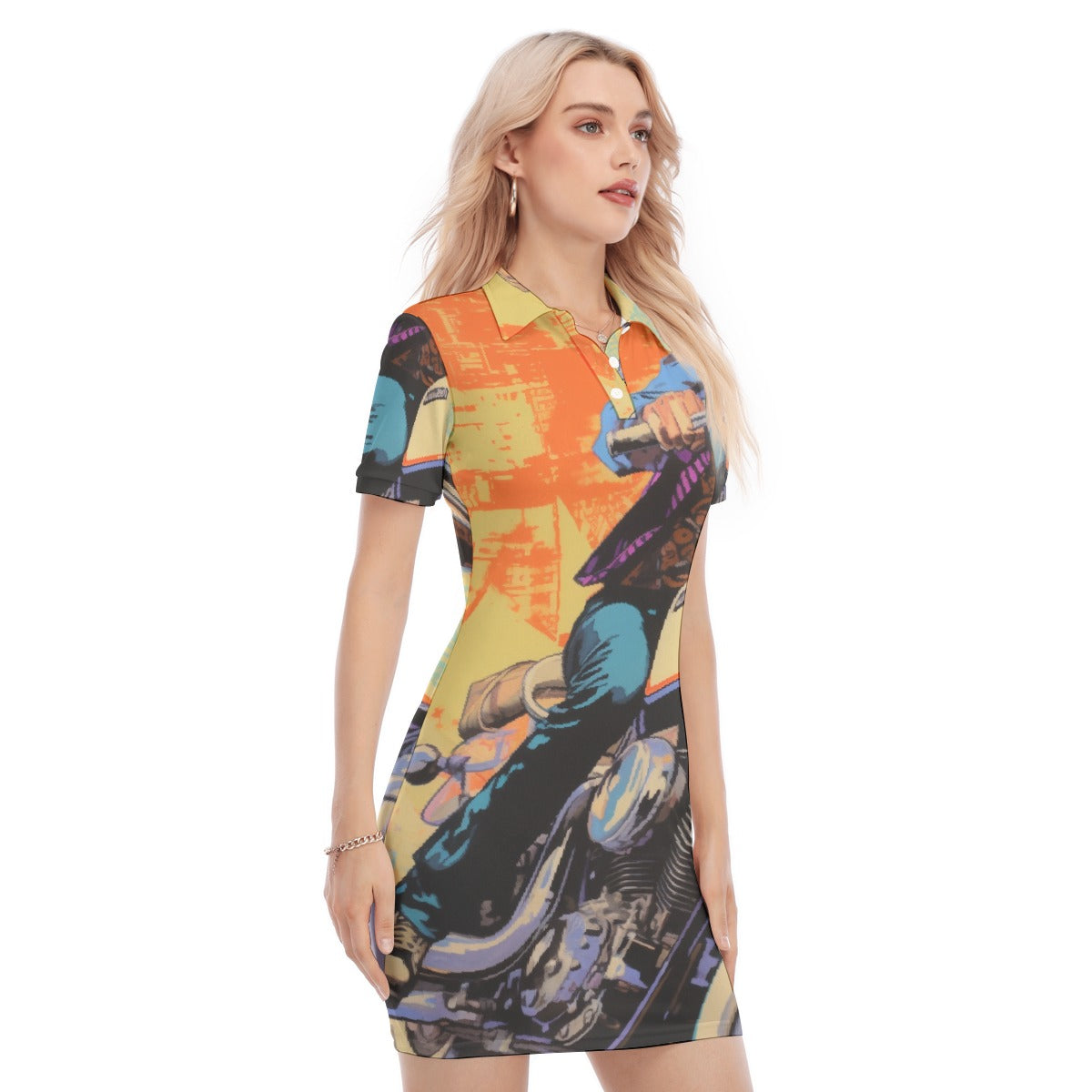 All-Over Print Women's Polo Collar Dress