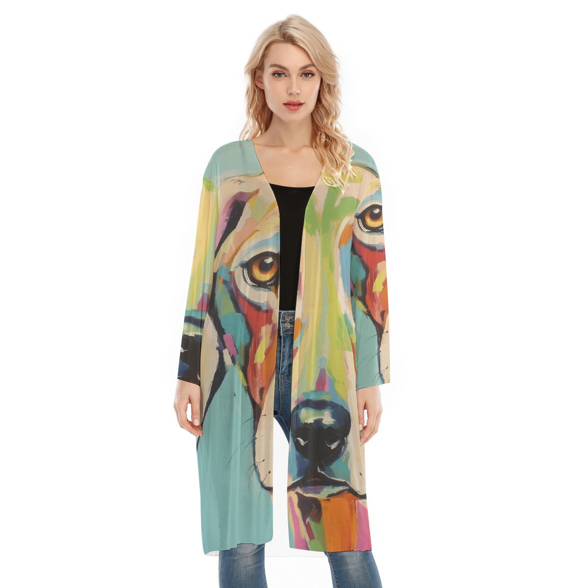 All- Over Print Women's Long Sleeve Mesh Cardigan