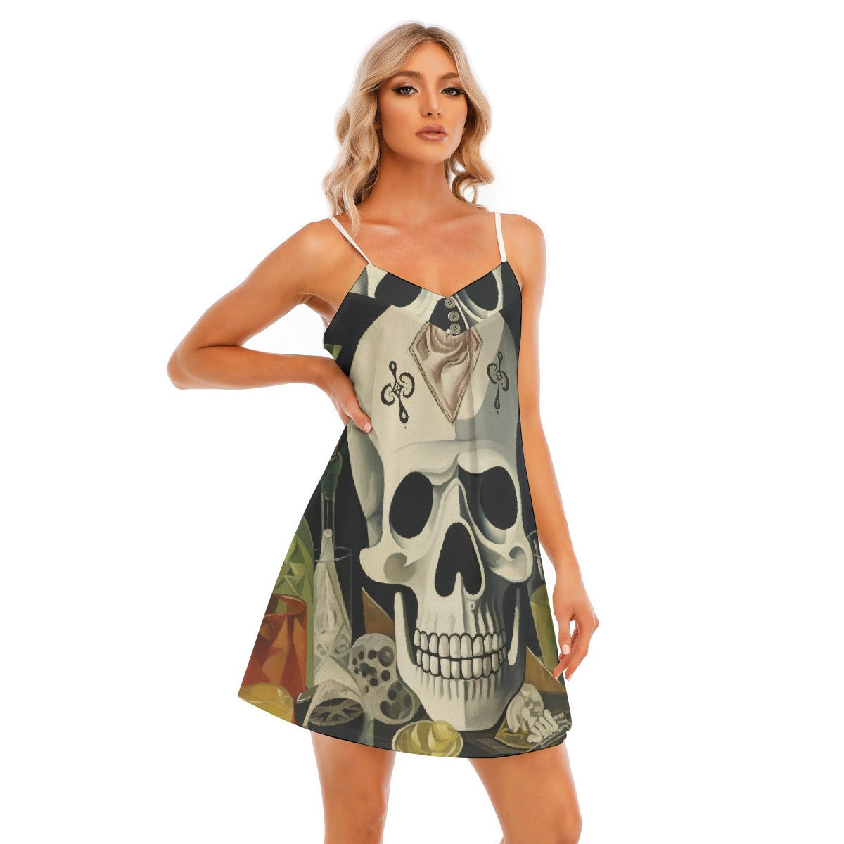 All-Over Print Women's V-neck Cami Dress