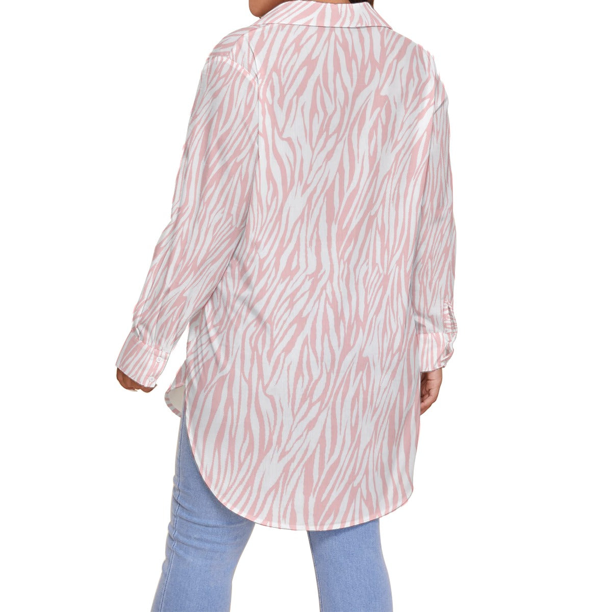 All-Over Print Women's Shirt With Long Sleeve(Plus Size)