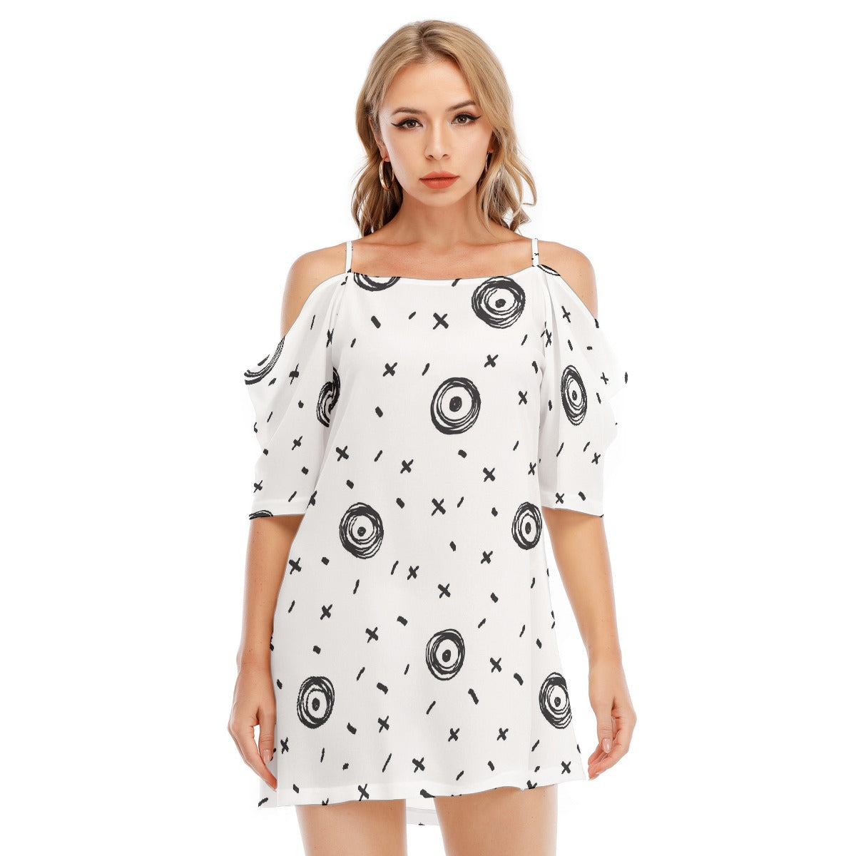 All-Over Print Women's Off-shoulder Cami Dress