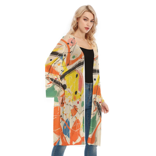 All- Over Print Women's Long Sleeve Mesh Cardigan