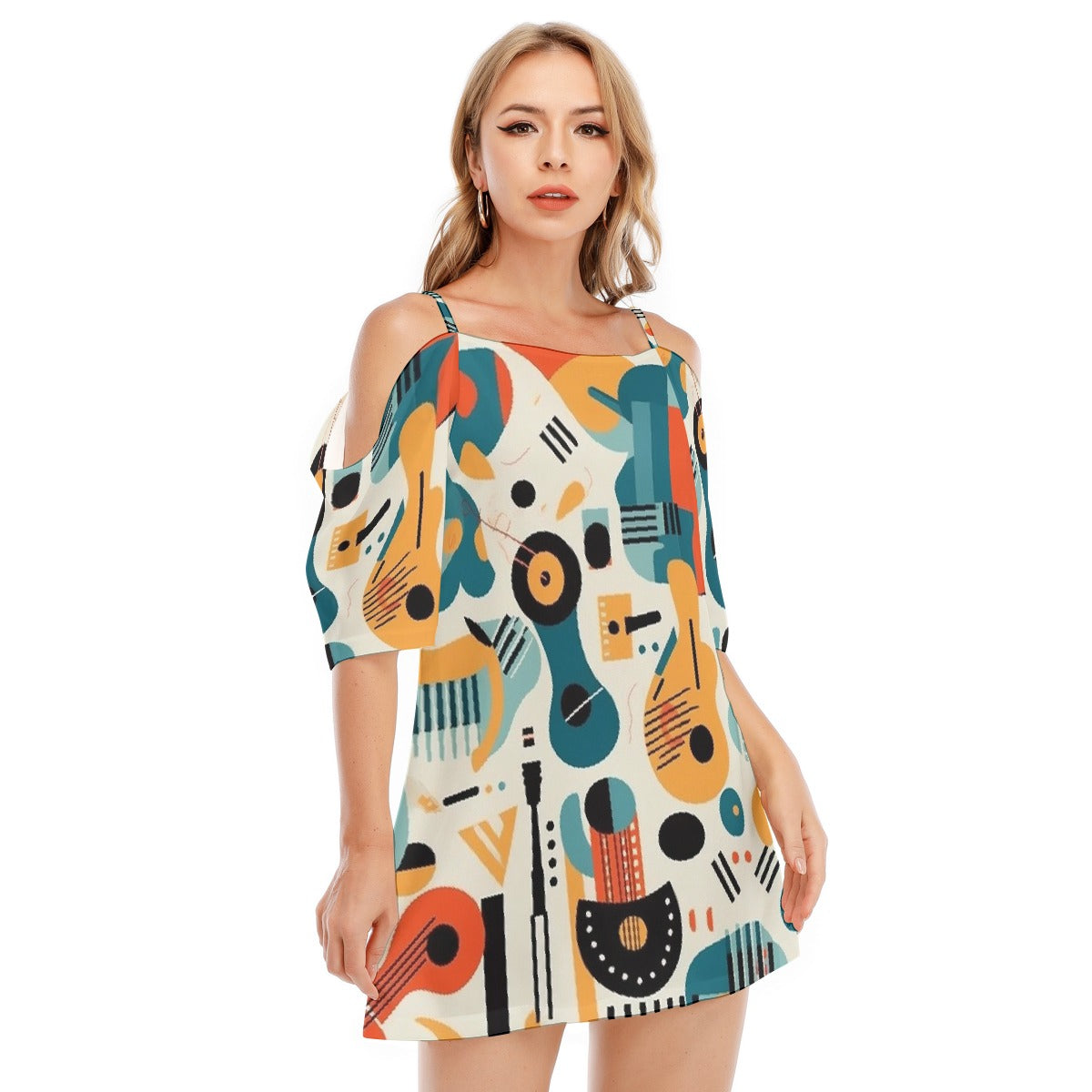 All-Over Print Women's Off-shoulder Cami Dress