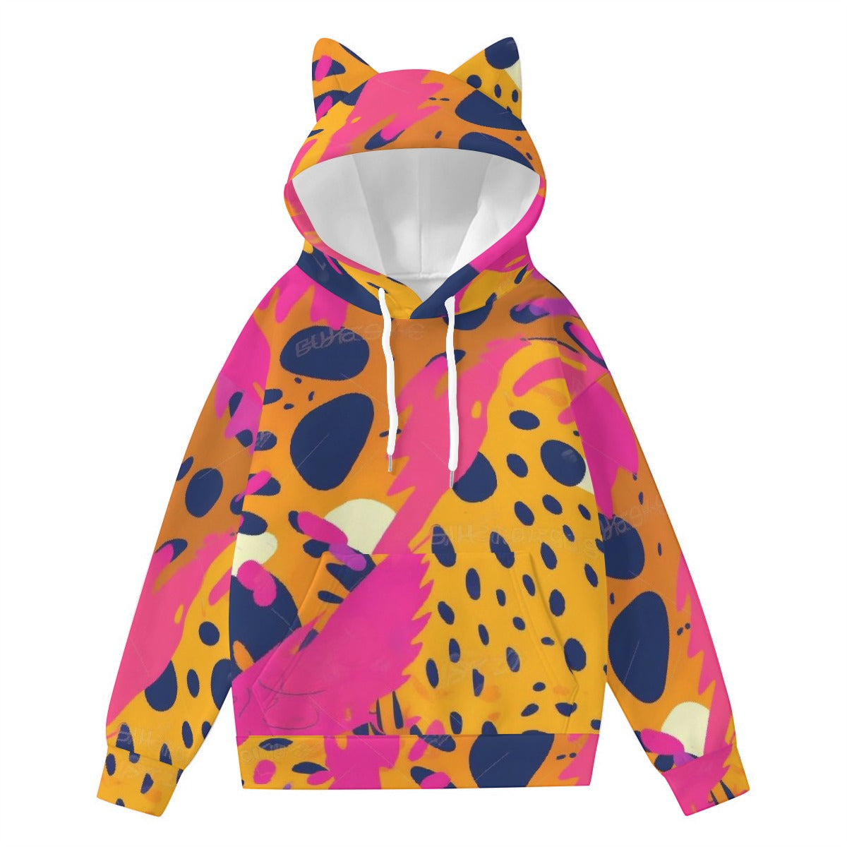 All-Over Print Women’s Hoodie With Decorative Ears